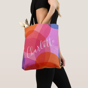 Tote Bag Formes Abstraites colorées Artsy Nom personnalisé