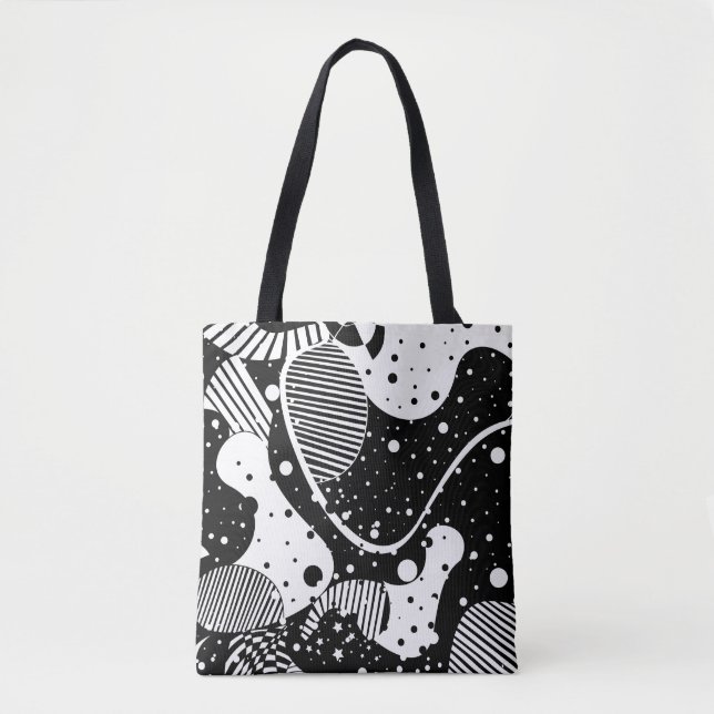 Tote Bag Formes Abstraites modernes en noir et blanc (Devant)