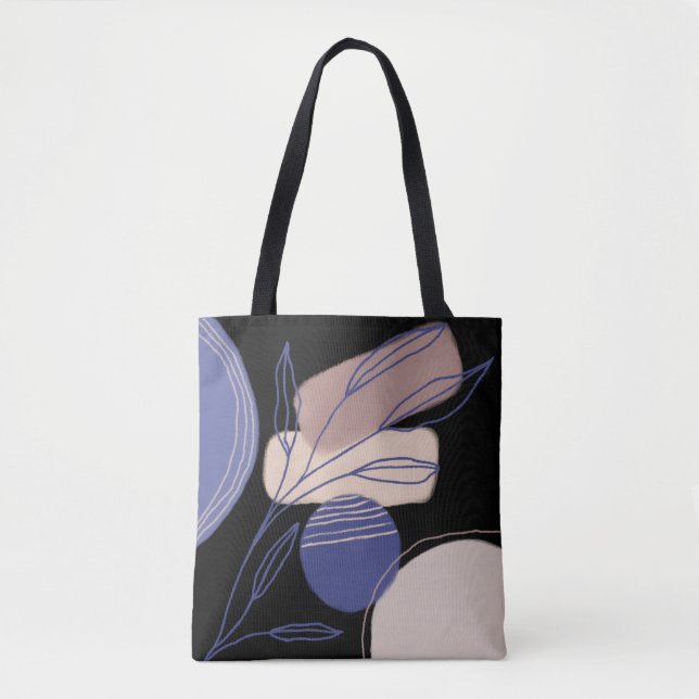 Tote Bag Formes biologiques Abstraites - Bleu et Beige (Devant)