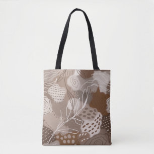 Tote Bag Formes de collage Brown au chocolat Abstrait