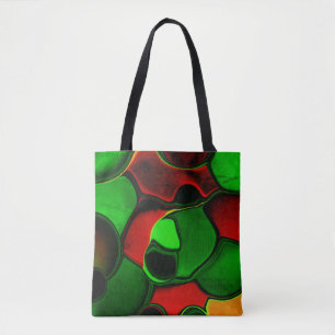 Tote Bag Formes déformées et étranges, couleurs rouge et ve