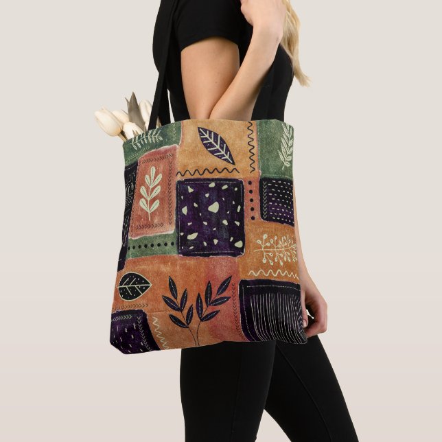 Tote Bag Formes et Feuilles de cercles géométriques Abstrai (De près)