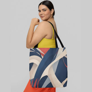 Tote Bag Formes géométriques Abstraites dans les tons bleu 