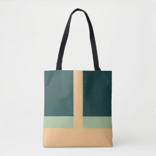Tote Bag Formes géométriques Couleurs d'abricot vert d'art 