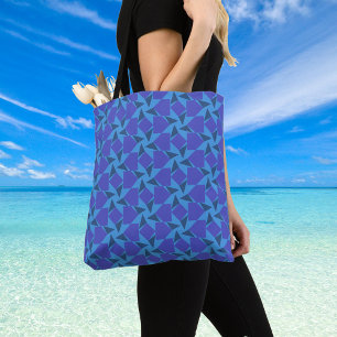 Tote Bag Formes géométriques en Turquoise et Bleu