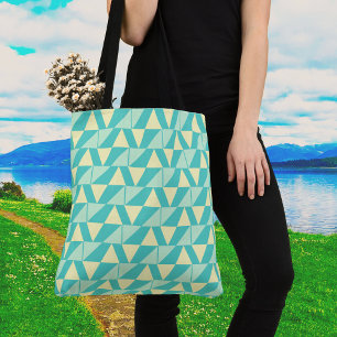 Tote Bag Formes géométriques en Turquoise et Jaune Funky