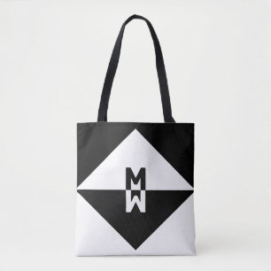 Tote Bag Formes géométriques modernes noir et blanc