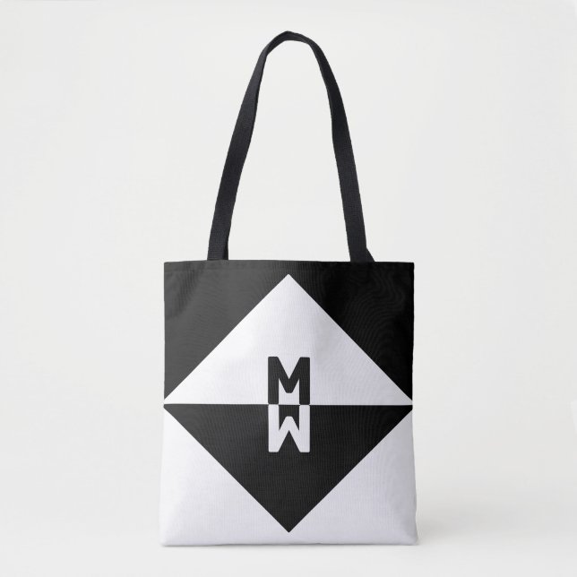 Tote Bag Formes géométriques modernes noir et blanc (Devant)