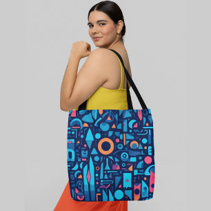 Tote Bag Formes géométriques motifs abstraites dynamiques