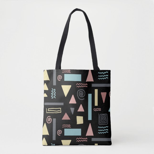 Tote Bag Formes géométriques noir motif (Devant)