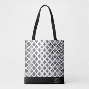 Tote Bag Formes Géométriques Noires Et Bande