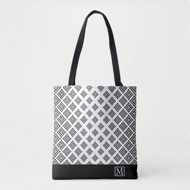 Tote Bag Formes Géométriques Noires Et Bande (Devant)