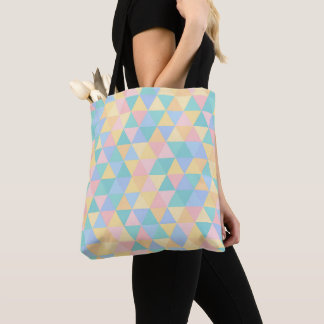 TOTE BAG FORMES GÉOMÉTRIQUES ROSE BLEU JAUNE VERT PASTEL