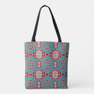 Tote Bag Formes Multi Turquoise Inspirées de Tribal