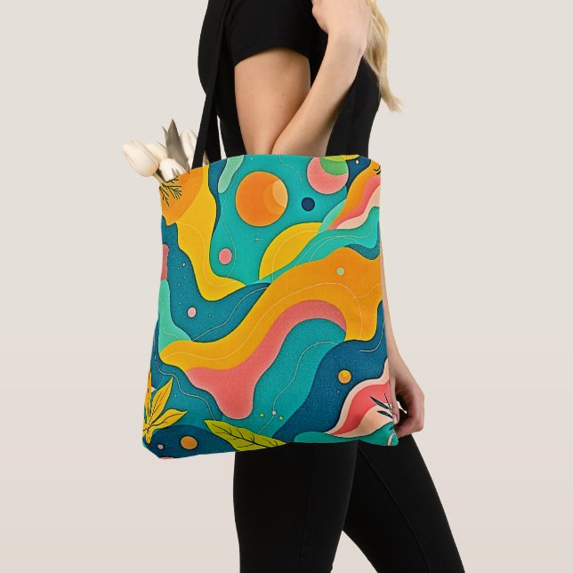 Tote Bag Formes organiques fluides Art (De près)