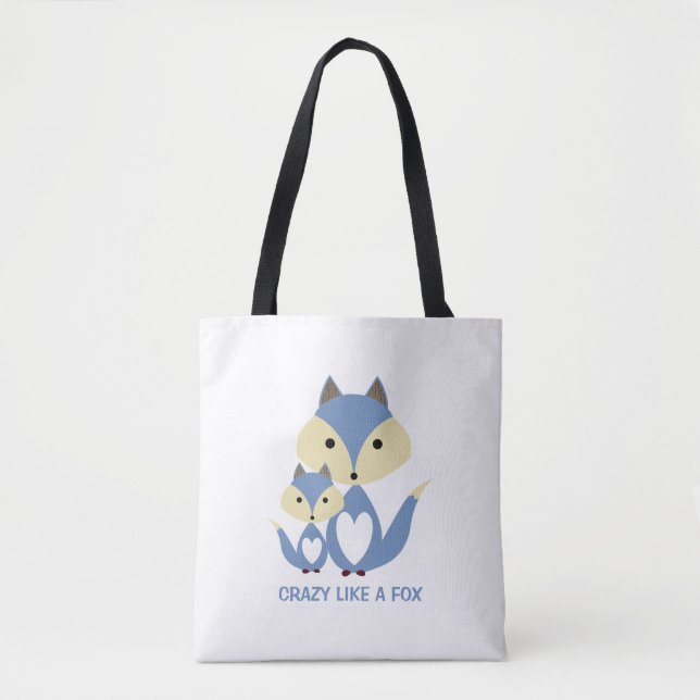 Tote Bag Fou comme un renard, Blue Fox Burlap (Devant)