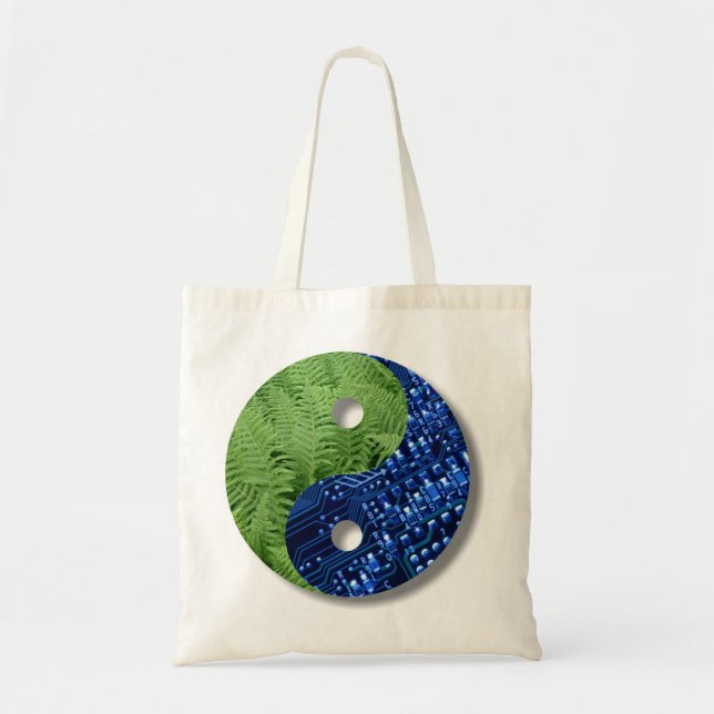 Tote Bag fougères et puce informatique (Devant)