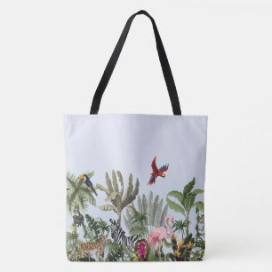 Tote Bag Foulard en soie carré faune de la jungle tropicale