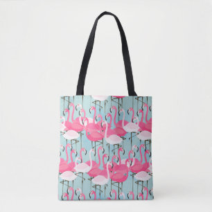 Tote Bag Foule rose et blanche des Flamants roses