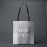 Tote Bag Fournitures de luxe Silver Foil Hair Styliste<br><div class="desc">Sac de beauté Silver Foil Hair Styliste pour ciseaux,  shampooing ou autres fournitures de salon. Le nom et la profession du contact commercial peuvent être changés pour être utilisés pour n'importe quel type d'entreprise. Veuillez contacter le concepteur pour obtenir d'autres articles correspondants.</div>
