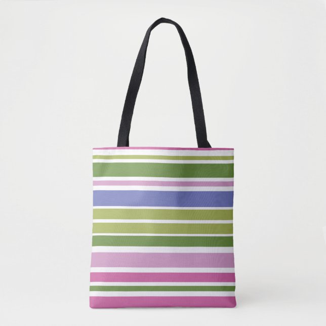 Tote Bag Fourre-tout à bande multicolore (Devant)
