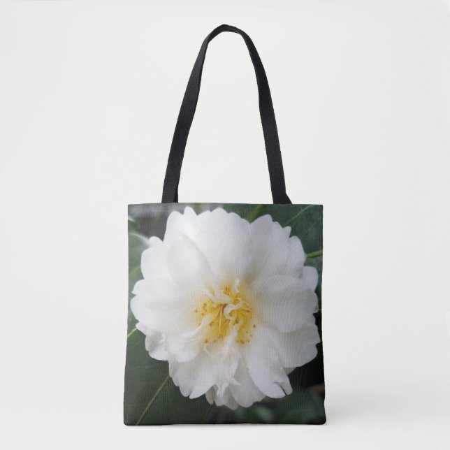 Tote Bag Fourre-tout à fleurs blanches de Camellia (Devant)