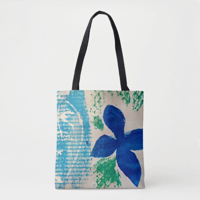 Tote Bag Fourre-tout à fleurs bleues (Devant)
