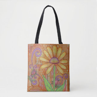 Tote Bag Fourre-tout à fleurs orange