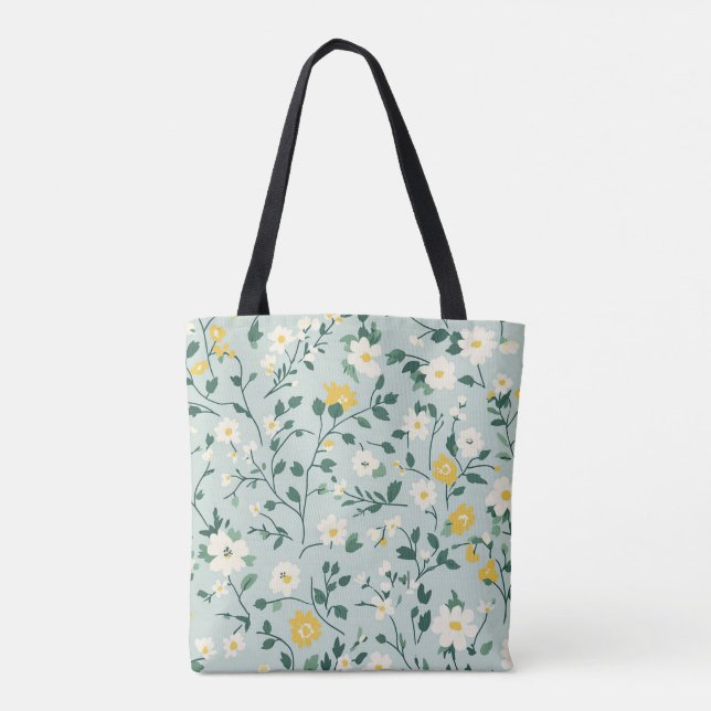 Tote Bag Fourre-tout à fleurs vertes (Dos)