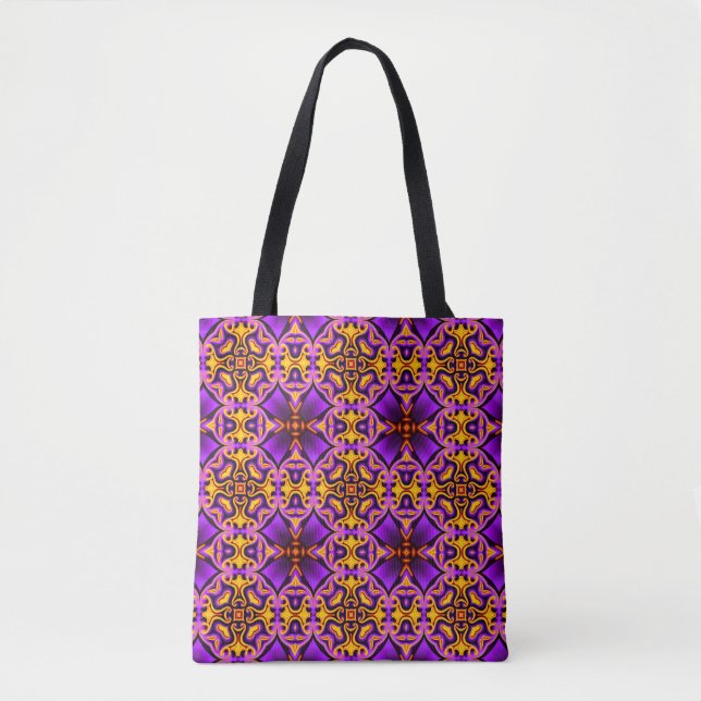 Tote Bag Fourre-tout à motifs violet et jaune (Devant)