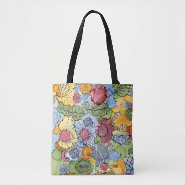 Tote Bag Fourre-tout abstrait floral coloré (Devant)