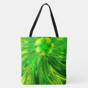 Tote Bag Fourre-tout Abstrait Lines Green Flower
