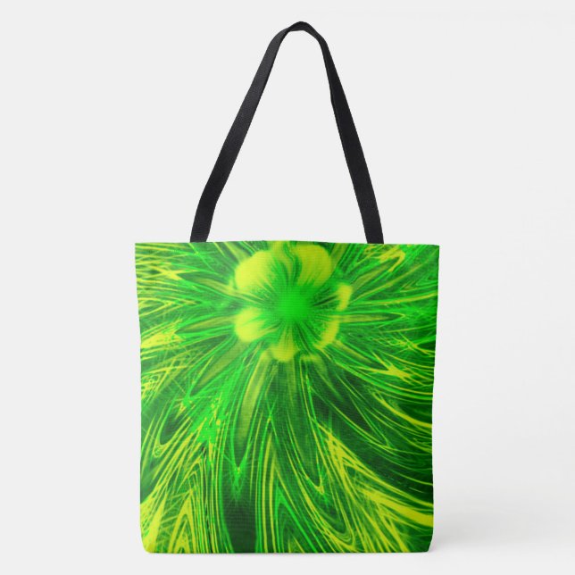 Tote Bag Fourre-tout Abstrait Lines Green Flower (Devant)