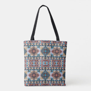 Tote Bag Fourre-tout Abstraite Turquoise et Brown inspirée 