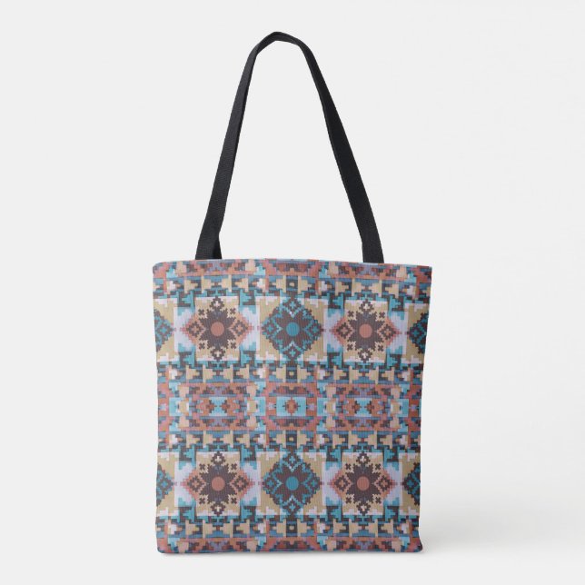 Tote Bag Fourre-tout Abstraite Turquoise et Brown inspirée  (Dos)