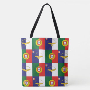 Tote Bag Fourre-tout avec les drapeaux du Portugal et des A