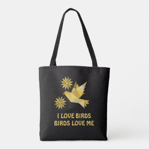 Tote Bag Fourre-tout avec l'oiseau créatif avec la fleur