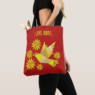 Tote Bag Fourre-tout avec l'oiseau créatif avec la fleur