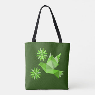 Tote Bag Fourre-tout avec l'oiseau créatif avec la fleur