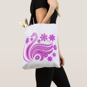 Tote Bag Fourre-tout avec l'oiseau créatif avec la fleur