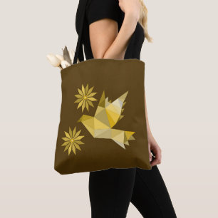 Tote Bag Fourre-tout avec l'oiseau créatif avec la fleur