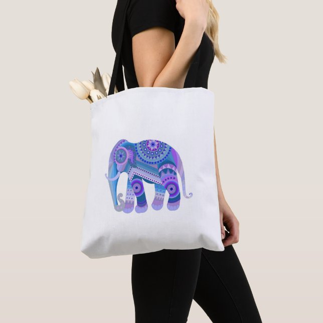 Tote Bag FOURRE-TOUT avec un éléphant bleu (De près)