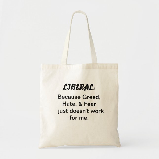 Tote Bag fourre-tout Budget-évalué avec le slogan libéral (Devant)