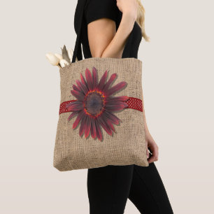 Tote Bag Fourre-tout - Burlap et Ring O'Fire Sunflower