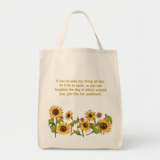 Tote Bag Fourre-tout - Citation de sourire Sunflower avec t