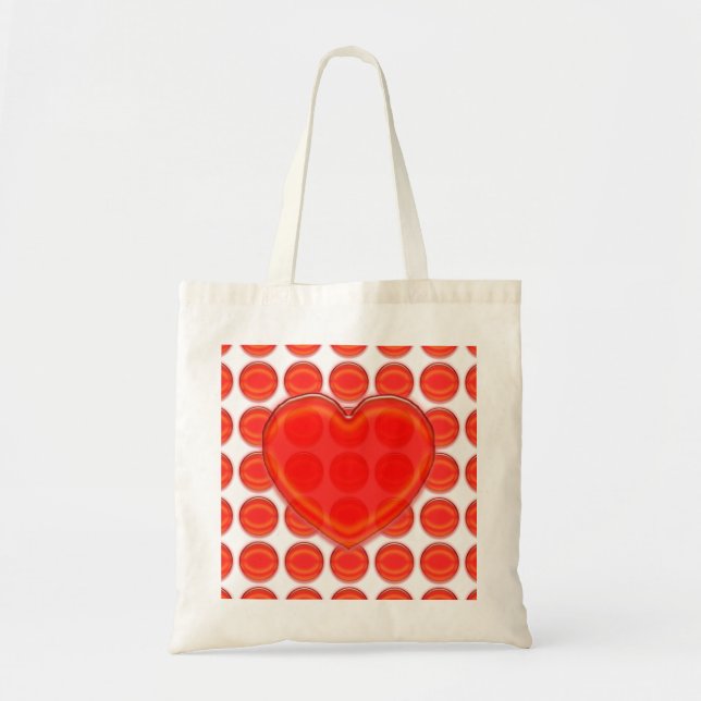 Tote Bag Fourre-tout - Coeur aux points rouges (Devant)