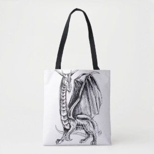 Tote Bag Fourre-tout de dragon noir et blanc