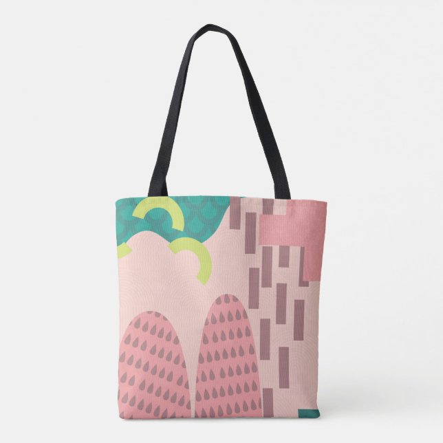 Tote Bag Fourre-tout de géométrie rose (Dos)