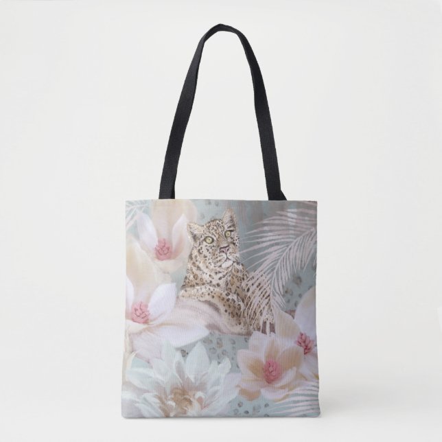 Tote Bag Fourre-tout de la mode léopard floral (Devant)