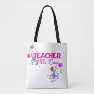 Tote Bag Fourre-tout de l'enseignant avec nom personnalisé